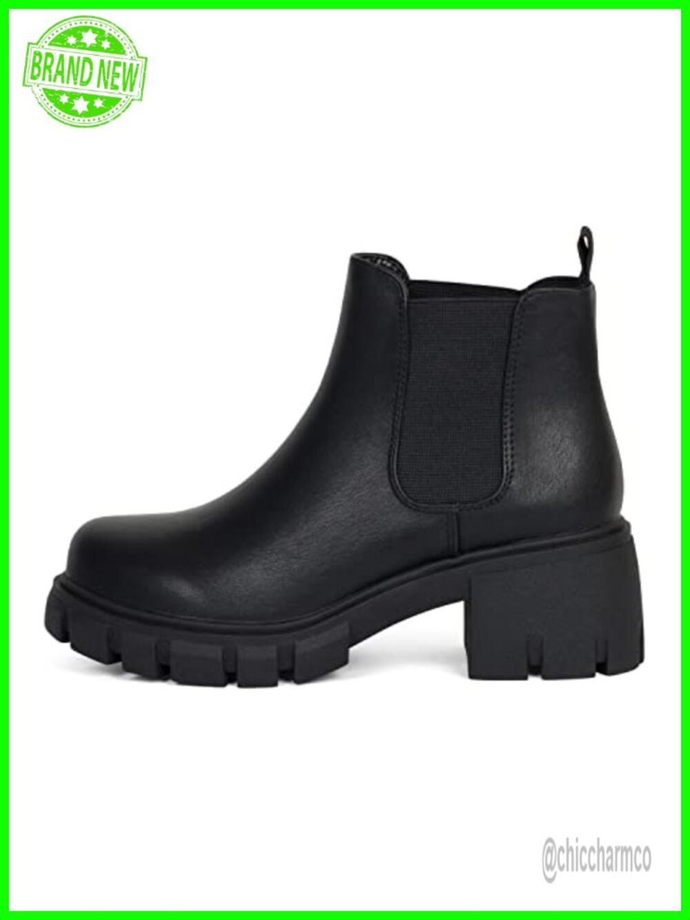 Chunky Chelsea Ankle Boots Lug Sole Platform Booties Faux Leather